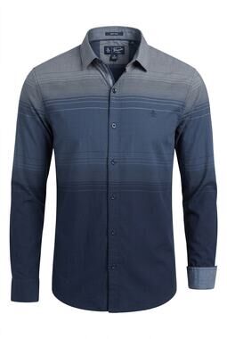 Original Penguin Heritage Slim Fit Shirt Men XL Blue Grey Ombre Gradient Striped